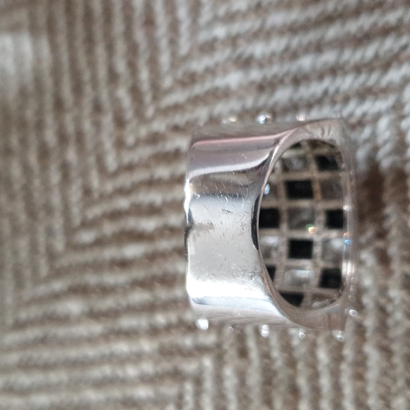 Statement Cocktail Ring. Checkerboard Black and Clear Stones. Apx. Size 5.5 - Picture 11 of 13